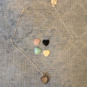 JTV Sterling Silver Heart Pendant Necklace with Interchangeable gem stones